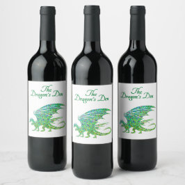 Fantastisk Mosaic Grönt Dragon Personal Vinflaska Etikett