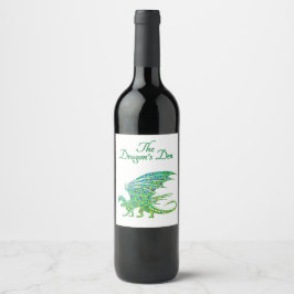 Fantastisk Mosaic Grönt Dragon Personal Vinflaska Etikett