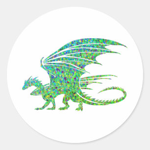 Fantastisk Mosaic Grönt Dragon Runt Klistermärke