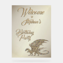 Fantastisk Mosaic Guld Dragon Personal Birthday