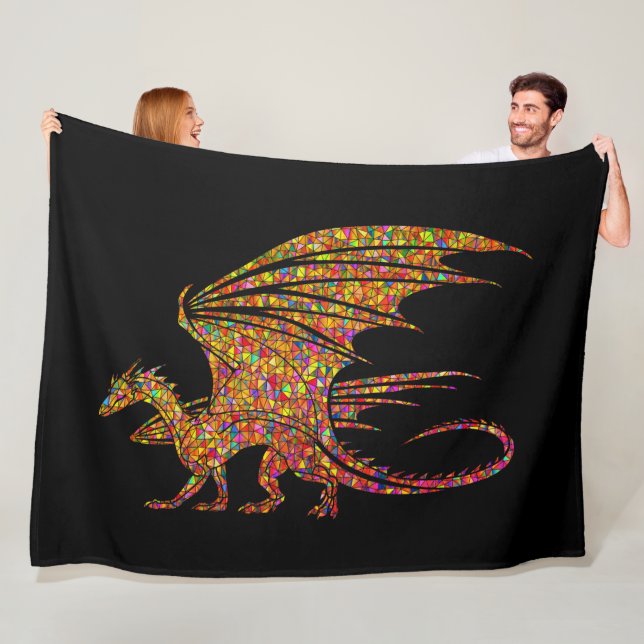 Fantastisk mosaikdrake  fleecefilt (På plats)