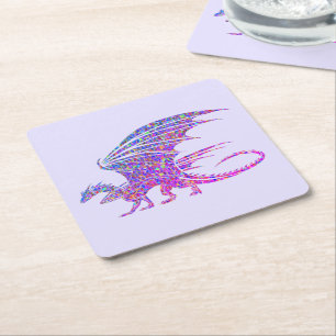 Fantastisk mosaikdrake lila underlägg papper kvadrat