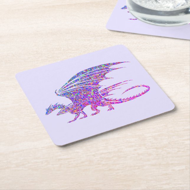 Fantastisk mosaikdrake lila underlägg papper kvadrat (Vinklad)