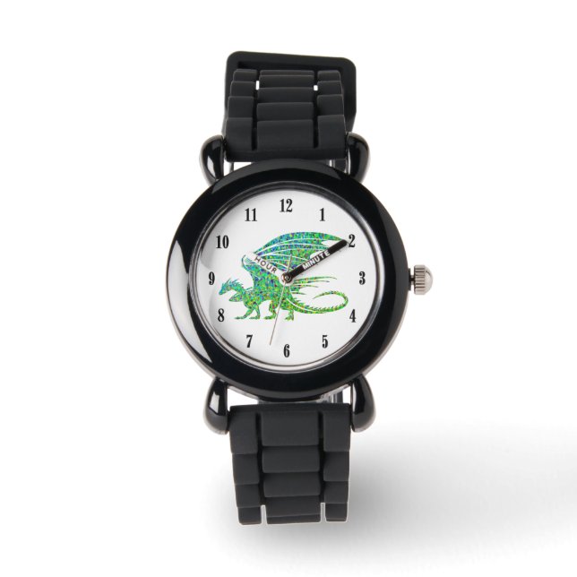 Fantastisk mosaikgrön drake armbandsur (Framsida)