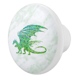 Fantastisk mosaikgrön drake personlig knopp