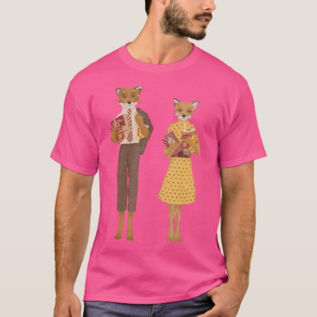 Fantastisk Mr. och Mrs. Fox Valentines day Cute Kä T Shirt (Framsida)