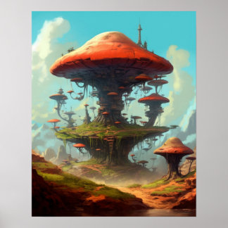 Fantastisk Mushroom World Poster