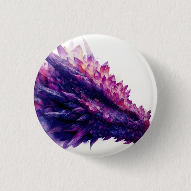 Fantastisk Mystisk Amethyst Kristall Drakdjur Knapp (Framsida)