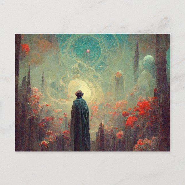 Fantastisk mystisk skönhet på födelsedagskortet vykort (Framsida)