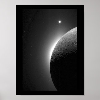 Fantastisk NASA-bild, Måne upplyst med jordskina Poster