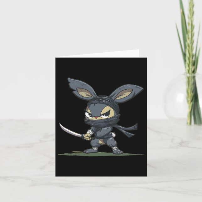 Fantastisk Ninja Kanin Grafik För Ett Coolt Äventy Kort (Framsida)
