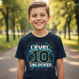 Fantastisk nivå 10 upplåst spelar barn födelsedags t shirt
