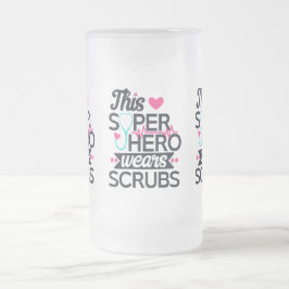 Fantastisk Nurse Superhjälte Sstickande typografi Frostat Ölglas
