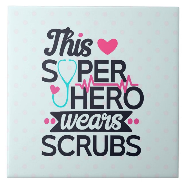 Fantastisk Nurse Superhjälte Sstickande typografi Kakelplatta (Framsidan)