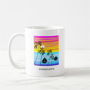 Fantastisk och färgstarka tropiska solnedgång kaffemugg