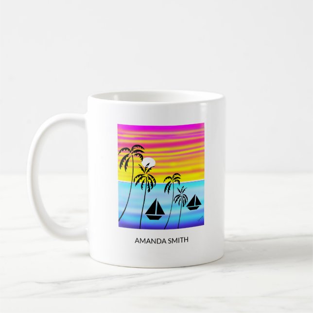 Fantastisk och färgstarka tropiska solnedgång kaffemugg (Vänster)
