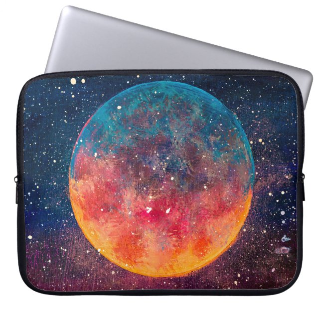 Fantastisk oljemålning vacker stor planet måne a laptop fodral (Framsidan)