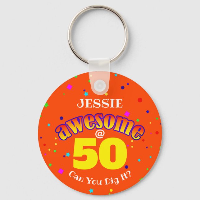FANTASTISK Orange 50:E BIRTHDAY Nyckelring (Framsida)