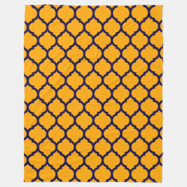 Fantastisk Orange Blue Moroccan Quatrefoil Mönster Fleecefilt