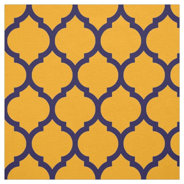 Fantastisk Orange Blue Moroccan Quatrefoil Mönster Tyg (Provkarta)