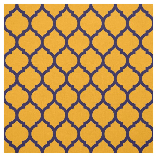 Fantastisk Orange Blue Moroccan Quatrefoil Mönster Tyg (Provkarta)