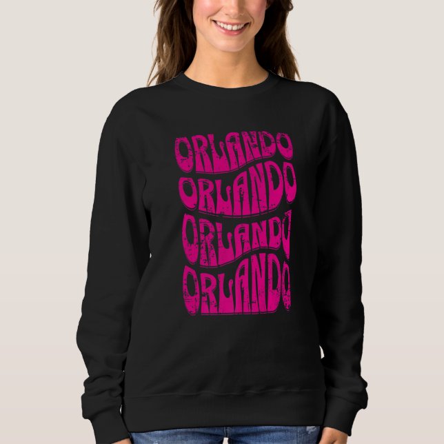 Fantastisk Orlando Florida Groovy Retro Distress T Shirt (Framsida)
