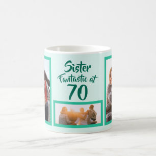 Fantastisk på 70-systerfödelsedagsfotokollage kaffemugg