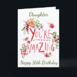 FANTASTISK PÅ DITT **16th** BIRTHDAG Kort<br><div class="desc">SKICKA "DITT DAUGHTER" DET HÄR "FANTASTISK" OCH ÄNDRA ÅLDERN OM DU VILL... .SOM ALLTID PÅ VÅRA KARTOR HÄR I ZAZZLE</div>