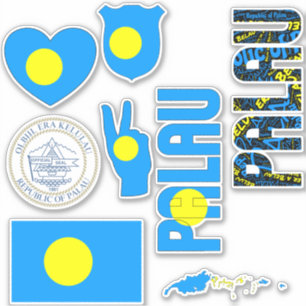 Fantastisk Palau Shapes nationella symboler Klistermärken