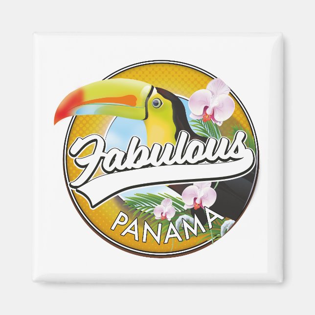 Fantastisk Panama retro logotyp Magnet (Framsidan)