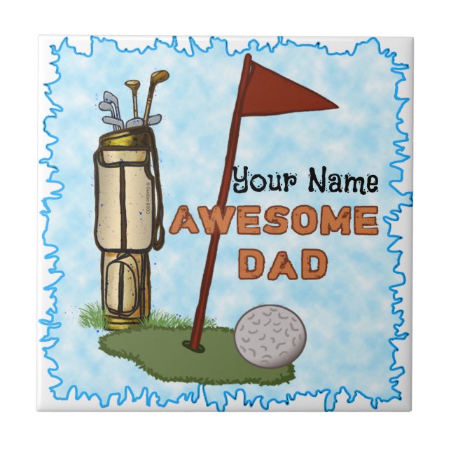 Fantastisk Pappa Golf Kakelplatta (Framsidan)