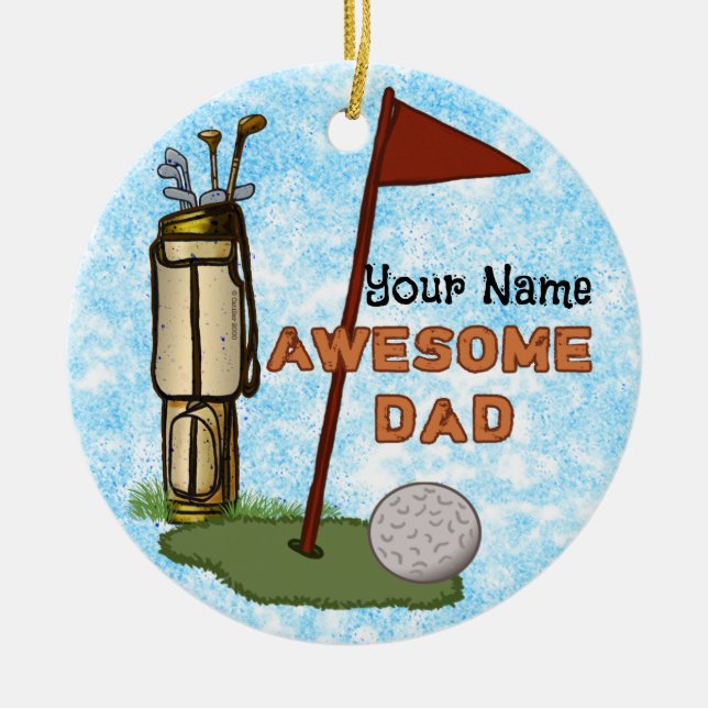 Fantastisk pappa golfprydnad  julgransprydnad keramik (Framsidan)