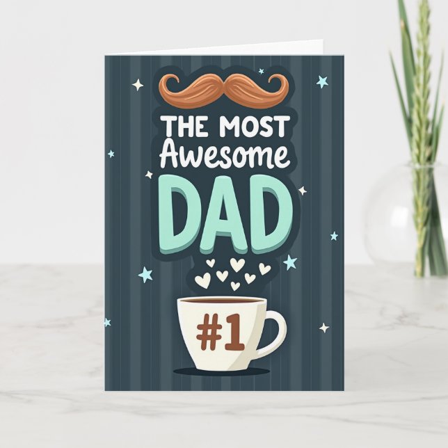 Fantastisk Pappa Mustasch Fars Dags Kort (Framsida)