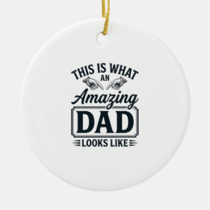 Fantastisk Pappa Vintage Gravyr Typografi Design_1 Julgransprydnad Keramik