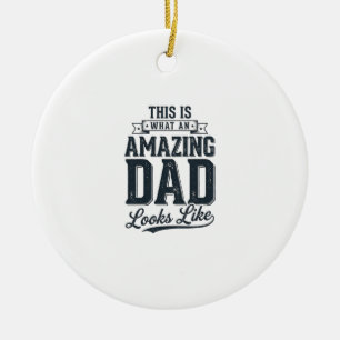 Fantastisk Pappa Vintage Typografi T-Shirt Design_ Julgransprydnad Keramik
