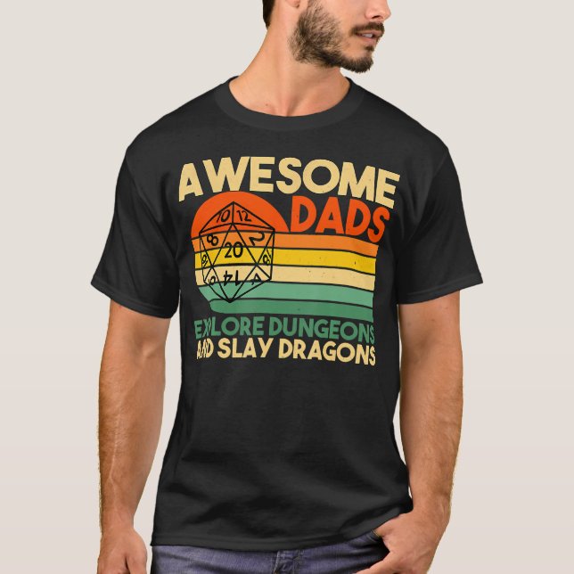 Fantastisk Pappor Explorer Dungeons Dm Rpg Dice Dr T Shirt (Framsida)