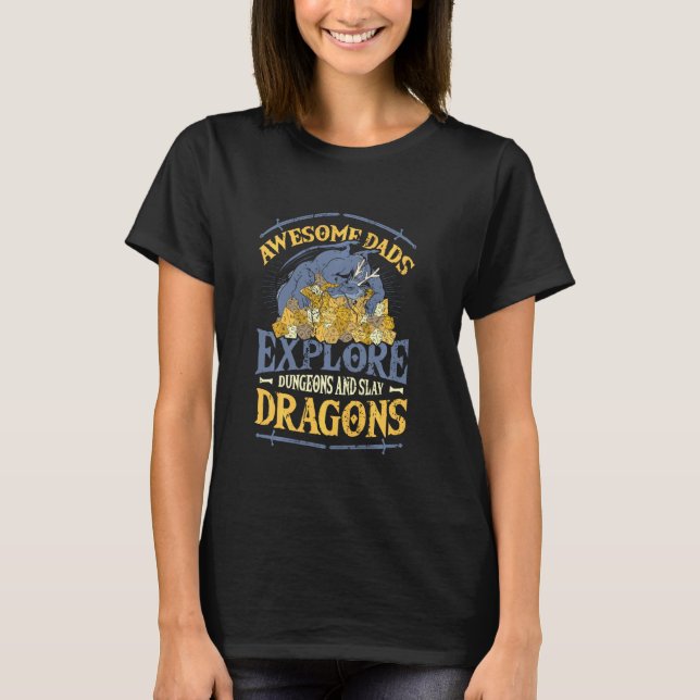 Fantastisk Pappor Explorer Dungeons Dm Rpg Gamer T Shirt (Framsida)
