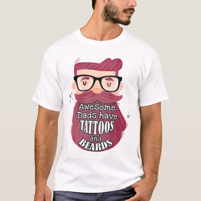 Fantastisk Pappor har tatueringar och boskapsuppfö T Shirt (Framsida)