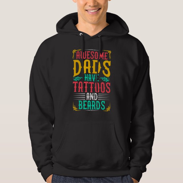 Fantastisk Pappor har tatueringar och fåglar Hoodie (Framsida)