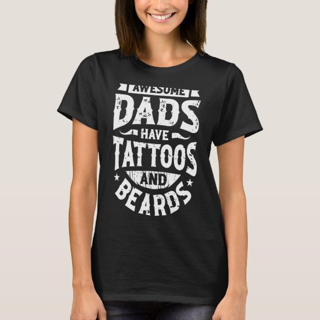 Fantastisk Pappor har tatueringar och fåglar T Shirt (Framsida)
