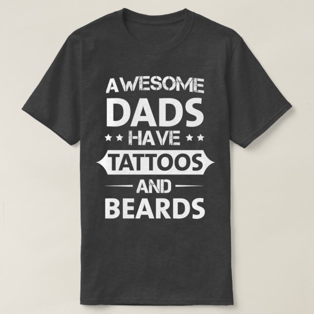 Fantastisk Pappor har tatueringar och fåglar T Shirt (Design framsida)
