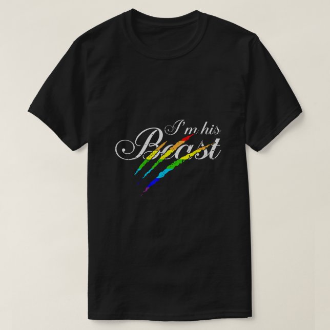 Fantastisk Par Gay I är hans Beast HBT-gåva T Shirt (Design framsida)