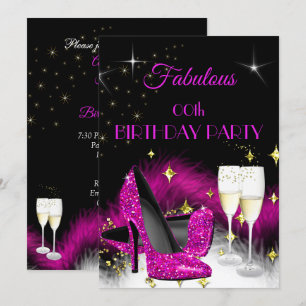 Fantastisk Partyglitter Hot Pink Champagne Inbjudningar