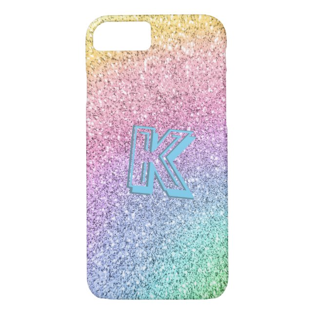 Fantastisk Pastel Glitter Girly Monogrammed Anpass Case-Mate iPhone Skal (Baksida)