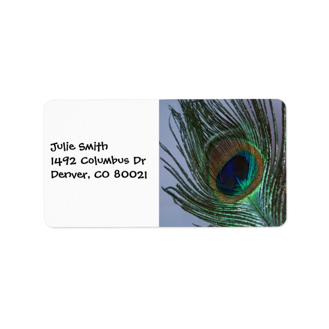 Fantastisk Peacock Feather Adressetikett (Framsidan)