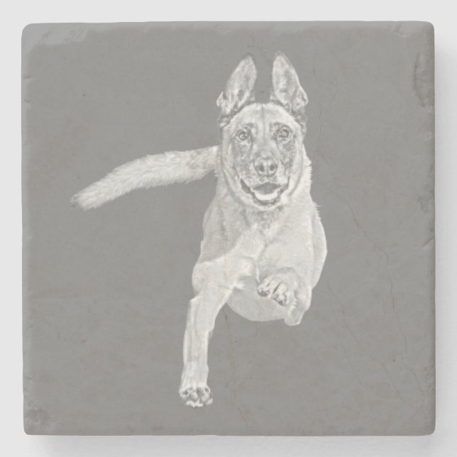 Fantastisk Pencil belgisk Malinois Marble Underläg Stenunderlägg (Framsidan)