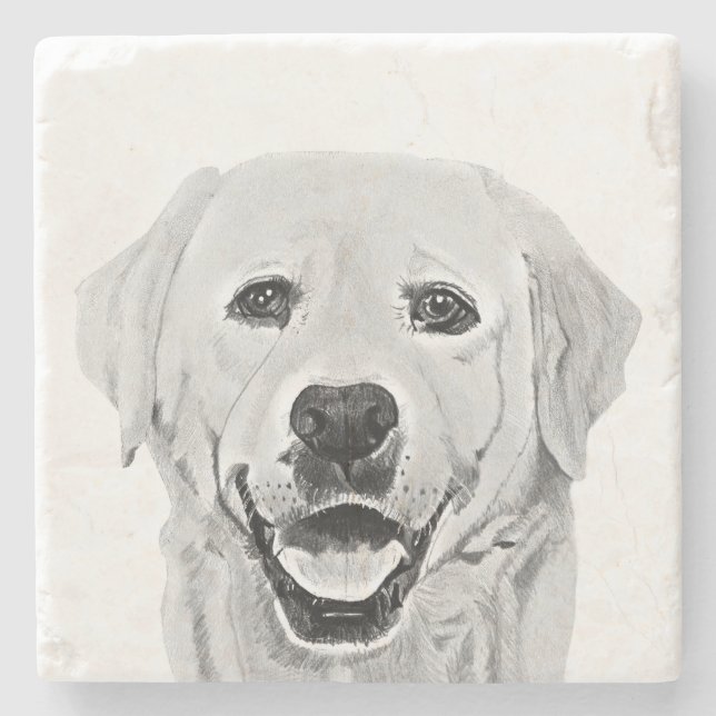 Fantastisk Pencil Lycklig Labrador Marble Underläg Stenunderlägg (Framsidan)