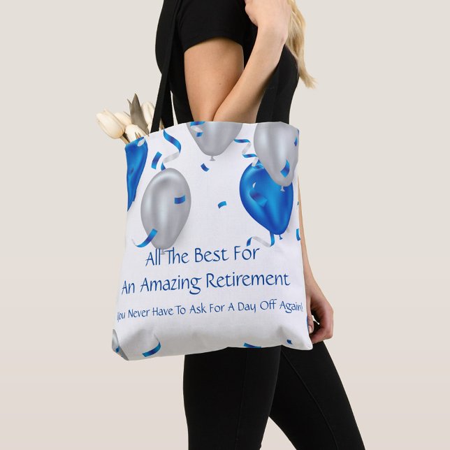 Fantastisk Pension Tygkasse (Blue Balloons Amazing Retirement Quote Tote Bag!)