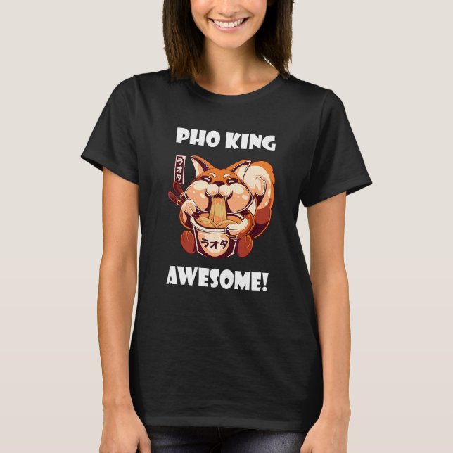 Fantastisk Pho Fox Pho Bowl Vietnamesisk Nudelsopp T Shirt (Framsida)