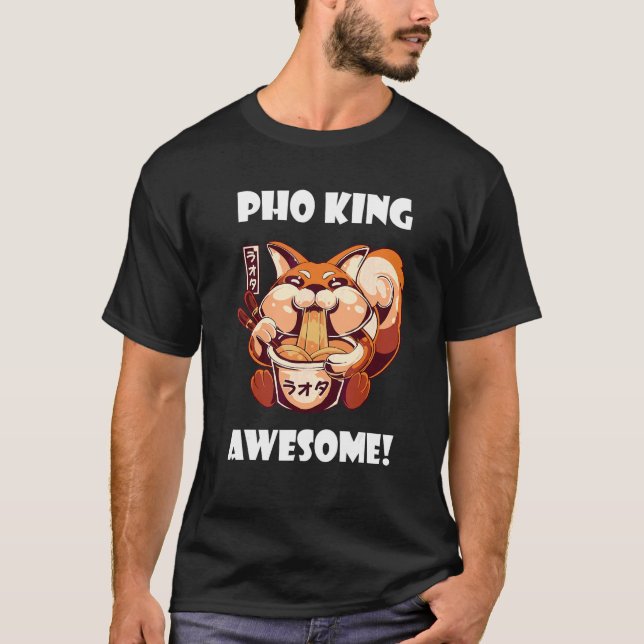 Fantastisk Pho Fox Pho Bowl Vietnamesisk Nudelsopp T Shirt (Framsida)